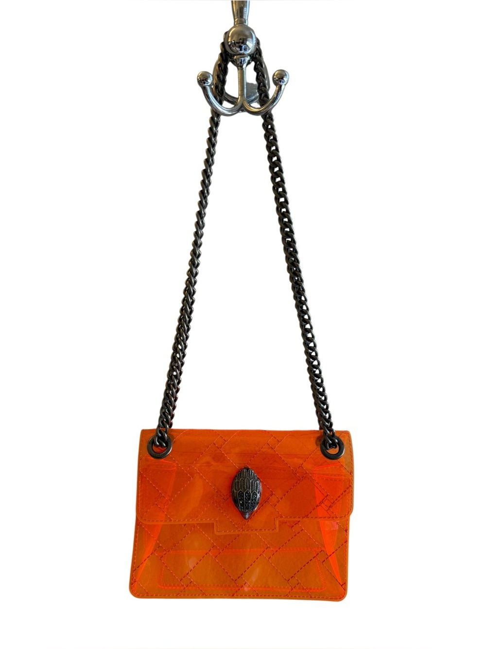 Kurt Geiger London Orange Mini Kensington Vinyl Clear Crossbody Bag - Picture 5 of 17